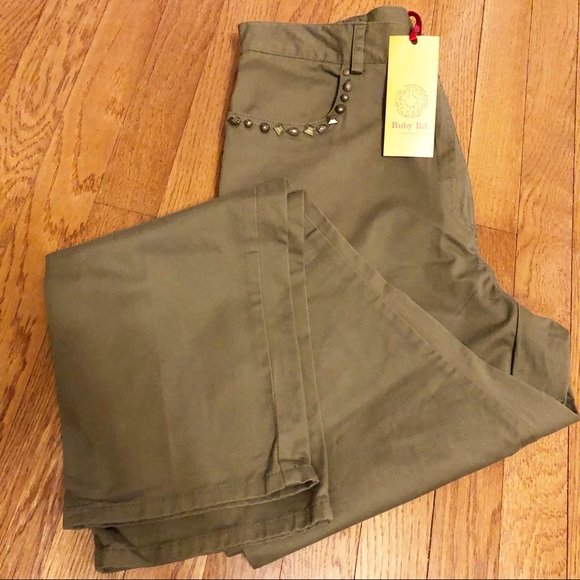 Ruby Rd NWT Army Green Elastic Side Pants - Sz 12P - Picture 1 of 6